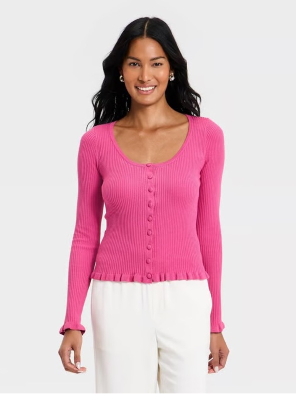 A New Day Woman’s Ruffle Scoop Neck Cardigan